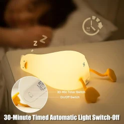 LUCE NOTTURNA FORMA ANATRA SDRAIATA IN SILICONE LAMPADA RICARICABILE USB A LED TOUCH