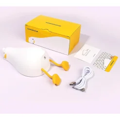 LUCE NOTTURNA FORMA ANATRA SDRAIATA IN SILICONE LAMPADA RICARICABILE USB A LED TOUCH