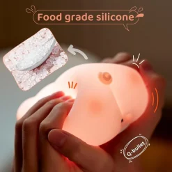 LUCE NOTTURNA FORMA MAIALE PER BAMBINI IN SILICONE DIMMERABILE LAMPADA RICARICABILE