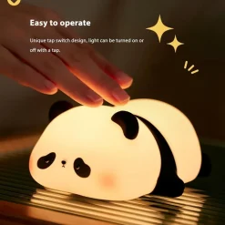 LUCE NOTTURNA FORMA PANDA LAMPADA A LED IN SILICONE DIMMERABILE RICARICABILE USB