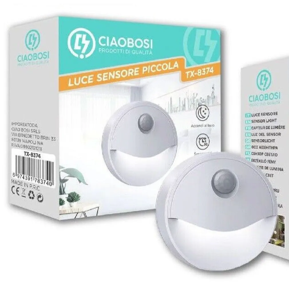 LUCE SENSORE DI MOVIMENTO LED CASA CREPUSCOLARE NOTTURNA ARMADI PICCOLA TX-8374