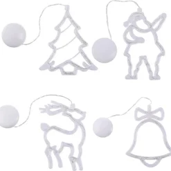 LUCI DI NATALE A BATTERIA CON VENTOSA TENDA LUMINOSA X VETRO FINESTRA MULTICOLOR