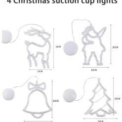 LUCI DI NATALE A BATTERIA CON VENTOSA TENDA LUMINOSA X VETRO FINESTRA MULTICOLOR