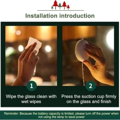 LUCI DI NATALE A BATTERIA CON VENTOSA TENDA LUMINOSA X VETRO FINESTRA MULTICOLOR