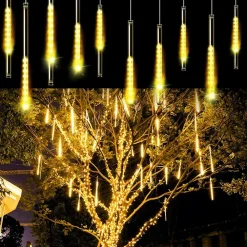 LUCI NATALE DA ESTERNO NATALIZIE LED EFFETTO PIOGGIA STELLA CADENTE BIANCO CALDO