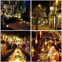 LUCI NATALE DA ESTERNO NATALIZIE LED EFFETTO PIOGGIA STELLA CADENTE BIANCO CALDO