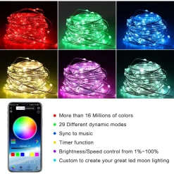 LUCI NATALIZIE A STRISCE LED APP 10MT USB BLUETOOTH DECORATIVE PER ALBERO NATALE