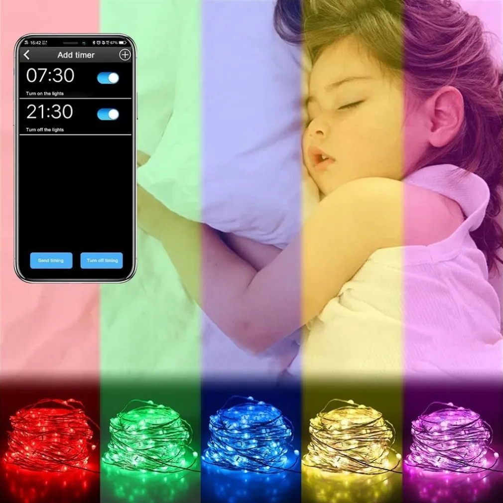 LUCI NATALIZIE A STRISCE LED APP 10MT USB BLUETOOTH DECORATIVE PER ALBERO NATALE