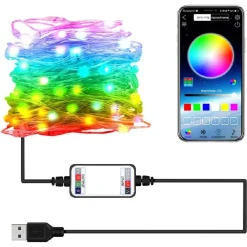 LUCI NATALIZIE A STRISCE LED APP 10MT USB BLUETOOTH DECORATIVE PER ALBERO NATALE