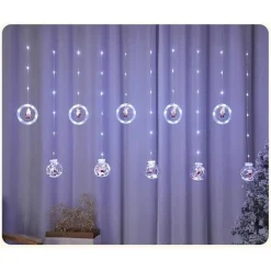 LUCI NATALIZIE 3D 3MT TENDA USB INTERNI RGB ANELLI CON FIGURA NATALE DECORAZIONE