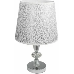 LUME DA COMODINO MODERNO ABAT JOUR LUMETTO TAVOLO ACCIAIO PARALUME GLITTER D19A