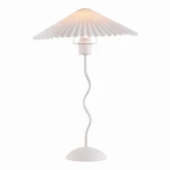 LUME IN METALLO BIANCO MODERNO ABAT JOUR E27 LAMPADA TAVOLO CON INTERRUTTORE D25