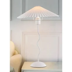 LUME IN METALLO BIANCO MODERNO ABAT JOUR E27 LAMPADA TAVOLO CON INTERRUTTORE D25
