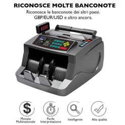 MACCHINA CONTA BANCONOTE AUTOMATICO MULTI VALUTA RIVELATORE DI BANCONOTE FALSE