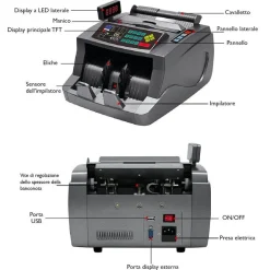 MACCHINA CONTA BANCONOTE AUTOMATICO MULTI VALUTA RIVELATORE DI BANCONOTE FALSE
