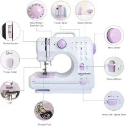 MACCHINA DA CUCIRE PORTATILE CON 12 PUNTI USO DOMESTICO SISTEMA CON 2 VELOCITÀ DI CUCITO
