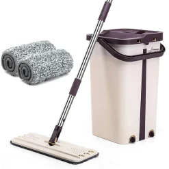 MAGIC FLAT MOP MOCIO IN MICROFIBRA LAVAPAVIMENTI PRATICO CON SECCHIO STRIZZATORE