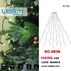 MANTELLO CATENA LUMINOSA 280 LED 10X28 LUCI IP44 LUCE BIANCA CAVO VERDE XC-4836