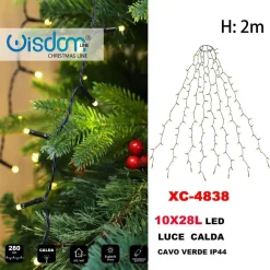 MANTELLO CATENA LUMINOSA 280 LED 10X28 LUCI IP44 LUCE CALDA CAVO VERDE XC-4838