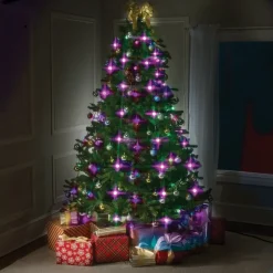 MANTELLO LUMINOSO ADDOBBI PER ALBERO DI NATALE 64 LAMPADINE LED CON TELECOMANDO