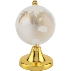 MAPPAMONDO SFERA DI CRISTALLO TERRA ROTONDA GLOBO DECORATIVA ORNAMENTI VETRO 5CM