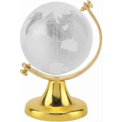 MAPPAMONDO SFERA DI CRISTALLO TERRA ROTONDA GLOBO DECORATIVA ORNAMENTI VETRO 5CM