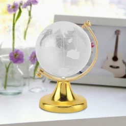 MAPPAMONDO SFERA DI CRISTALLO TERRA ROTONDA GLOBO DECORATIVA ORNAMENTI VETRO 5CM