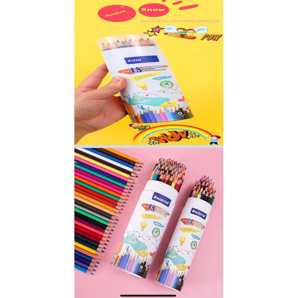 MATITE 48PZ COLORATE CANCELLABILI PER DISEGNARE SCHIZZI DIPINGERE CANCELLERIA PER BAMBINI