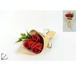 MAZZO MAZZETTINO BOUQUET DI ROSE ROSSE FINTE CON FOGLIE REGALO PER SAN VALENTINO