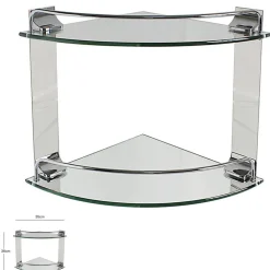 MENSOLA AD ANGOLO DOPPIA PER BAGNO ANGOLIERA A 2 RIPIANI IN VETRO ARREDO 52910