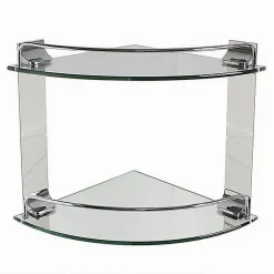 MENSOLA AD ANGOLO DOPPIA PER BAGNO ANGOLIERA A 2 RIPIANI IN VETRO ARREDO 52910