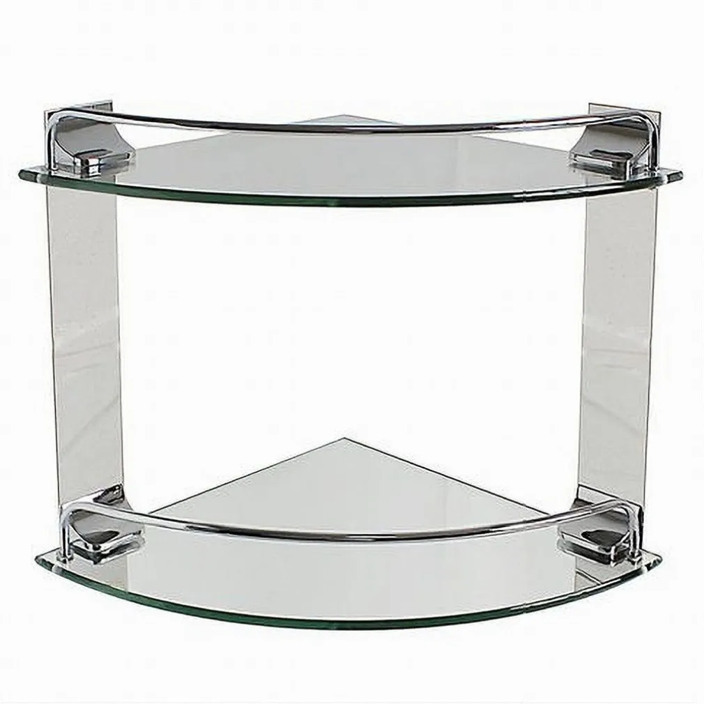 MENSOLA AD ANGOLO DOPPIA PER BAGNO ANGOLIERA A 2 RIPIANI IN VETRO ARREDO 52910