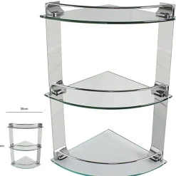 MENSOLA AD ANGOLO TRIPLA PER BAGNO ANGOLIERA A 3 RIPIANI IN VETRO ARREDO 52911