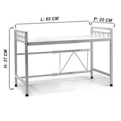 MENSOLA ALLUNGAILE DA 40-65CM SALVASPAZIO CON 8 GANCI PER APPENDERE UTENSILI ARREDO CASA