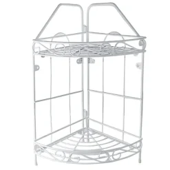 MENSOLA ANGOLARE ANGOLIERA 2 RIPIANI PORTA OGGETTI BAGNO METALLO BIANCO 52527