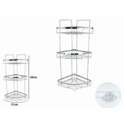 MENSOLA ANGOLARE CROMATA PER DOCCIA A 3 RIPIANI PIANI ORGANIZER PER BAGNO 59257