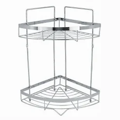MENSOLA ANGOLARE CROMATA PER DOCCIA A 2 RIPIANI PIANI ORGANIZER PER BAGNO 59256