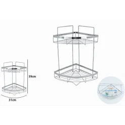 MENSOLA ANGOLARE CROMATA PER DOCCIA A 2 RIPIANI PIANI ORGANIZER PER BAGNO 59256