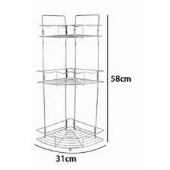 MENSOLA ANGOLARE DOCCIA A 3 RIPIANI PORTAOGGETTI IN METALLO SCAFFALE BAGNO 59260