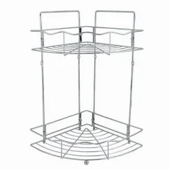 MENSOLA ANGOLARE DOCCIA A 2 RIPIANI PORTAOGGETTI IN METALLO SCAFFALE BAGNO 59259