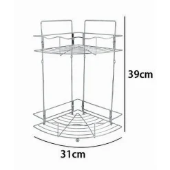 MENSOLA ANGOLARE DOCCIA A 2 RIPIANI PORTAOGGETTI IN METALLO SCAFFALE BAGNO 59259