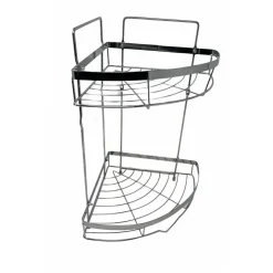 MENSOLA ANGOLARE DOCCIA A 2 LIVELLI RIPIANI IN METALLO DA APPENDERE A MURO 59680