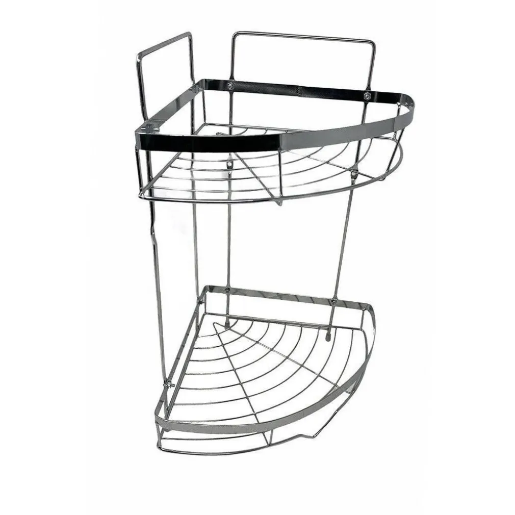 MENSOLA ANGOLARE DOCCIA A 2 LIVELLI RIPIANI IN METALLO DA APPENDERE A MURO 59680