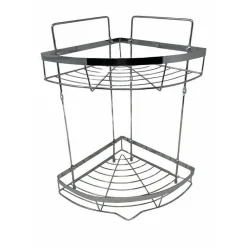 MENSOLA ANGOLARE DOCCIA A 2 LIVELLI RIPIANI IN METALLO DA APPENDERE A MURO 59680