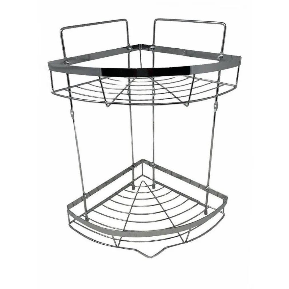 MENSOLA ANGOLARE DOCCIA A 2 LIVELLI RIPIANI IN METALLO DA APPENDERE A MURO 59680