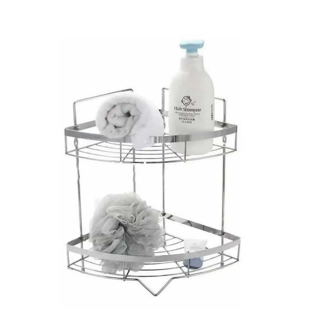 MENSOLA ANGOLARE DOCCIA A 2 LIVELLI RIPIANI IN METALLO DA APPENDERE A MURO 59680