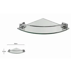 MENSOLA ANGOLARE ESY_52909 VETRO PORTAOGGETTI DOCCIA BAGNO PARETE TRIANGOLARE