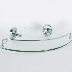 MENSOLA ANGOLARE ESY_52020 VETRO PORTAOGGETTI DOCCIA BAGNO RIPIANO TRIANGOLARE