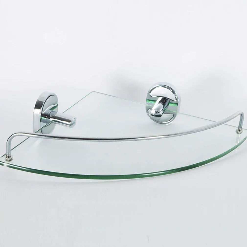 MENSOLA ANGOLARE ESY_52020 VETRO PORTAOGGETTI DOCCIA BAGNO RIPIANO TRIANGOLARE