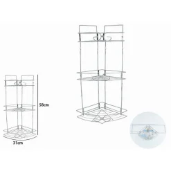 MENSOLA ANGOLARE PER BAGNO ANGOLIERA DOCCIA A 3 LIVELLI RIPIANI IN METALLO 52720